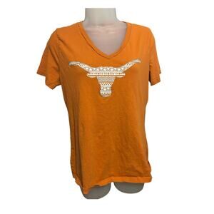 Texas Longhorns Women's Size Large Hook Em Horns Graphic Short Sleeve V Neck Tee